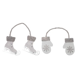 Transpac MDF Winter Metallic Ornament Set of 2 Christmas Home Decorations - 1 of 2
