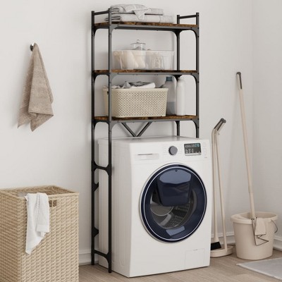 VidaXL Washing Machine Shelf Smoked Oak 26.4 in.x9.8 in.x64.2 in. Engineered Wood