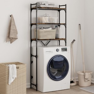VidaXL Washing Machine Shelf Smoked Oak 26.4 in.x9.8 in.x64.2 in. Engineered Wood - 1 of 4