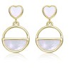 Guili 14K Gold Plated With White Mother of Pearl Heart & Circular Drop Earrings - 2 of 2