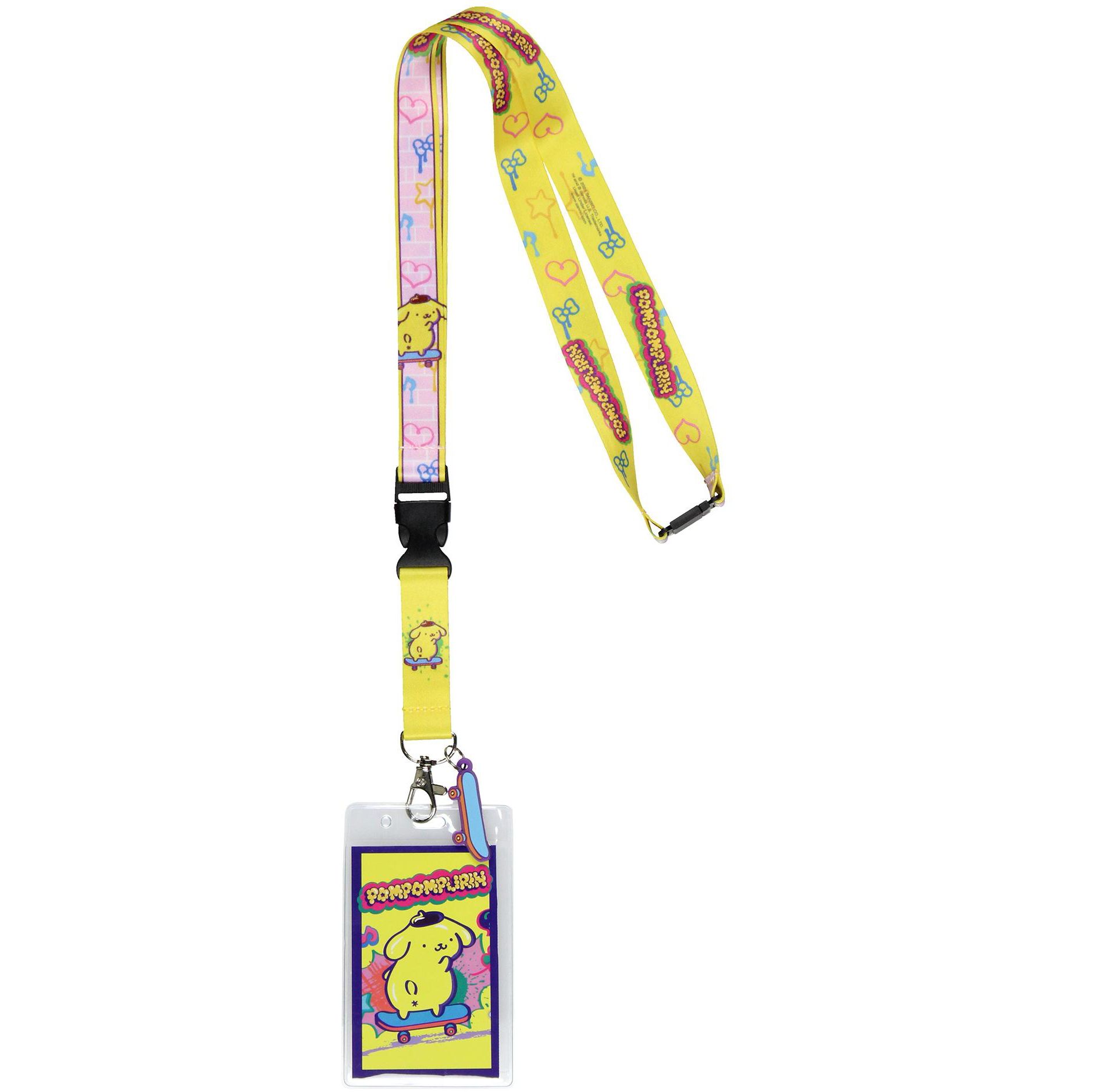 Pompompurin ID Lanyard Badge Holder with 2" Rubber Skateboard Pendant