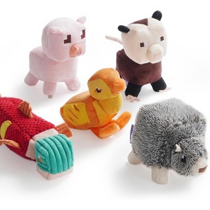 Funny Pixel Style Squeaky Dog Toys, 5 Packs Crinkle Plush Stuffed Dog Chew Toy for Small Medium Large Breeds, Unique Puppy Teething Pet Supplies - 1 of 4