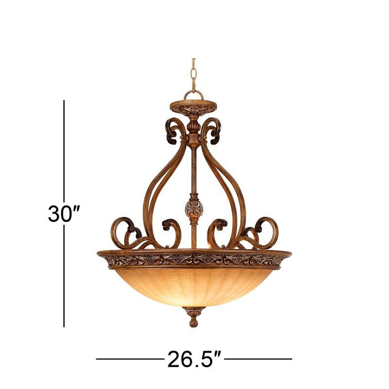 Kathy Ireland Sterling Estate Golden Bronze Pendant Chandelier 26 1/2" Wide Rustic Champagne Bowl Shade 3-Light Fixture for Dining Room Kitchen Island, 4 of 9