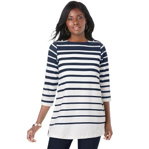 Jessica London Stretch Cotton Boatneck Tunic - 1 of 4