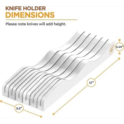 Bambusi In-Drawer Knife Block - Organizes Up to 16 Knives (White)