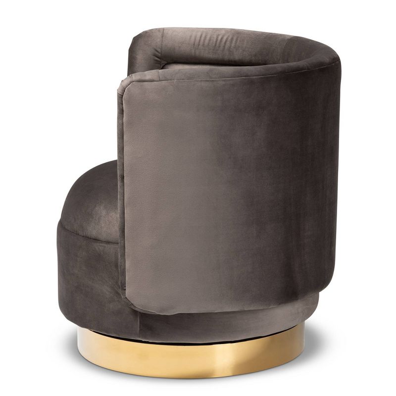 Saffi Velvet Upholstered Swivel Accent Chair - Baxton Studio, 4 of 9