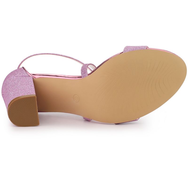 Allegra K Women's Glitter Buckle Closure Crisscross Strap Block Heels Sandals, 6 of 8
