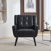 CAVINAS Accent Chairs for Bedroom, Modern Soft Leather Material Ergonomics Accent Chair Living Room Chair, with Black Legs For Indoor Home-PU - 2 of 4