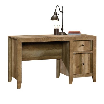Craftsman Oak Brown Desk with Filing Cabinet and Drawer