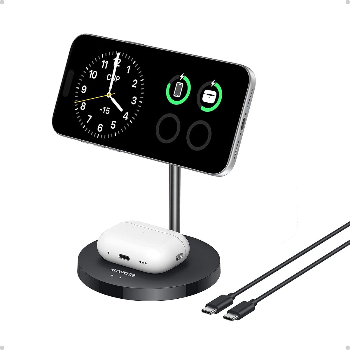 Anker MagSafe Compatible MagGo Charger Stand, iPhone 17 Wireless Charger, 2-in-1 Charging Station, Qi2 Certified 15W Fast Charging