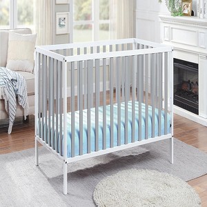 Belatt 3-in-1 Crib Converts to Toddler and Day Bed, Solid Wood, White/Gray, Long-Term Baby Sleep Solution - 1 of 4