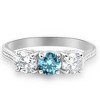 Pompeii3 1 1/2Ct Blue Diamond 3-Stone Accent Engagement Ring in Gold Lab Created - 4 of 4