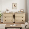 Garvee Natural 3 Drawer Dresser, Mid-Century Nightstand 3 Chest of Drawer with Curved Leg Bedside End Table for Living Room Bedroom Entryway Nursery - 3 of 4