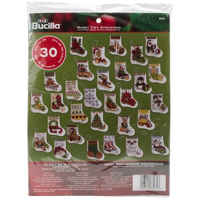 Bucilla Counted Cross Stitch Kit 2.5"X3" 30/Pkg-More Tiny Stocking Ornaments (14 Count)