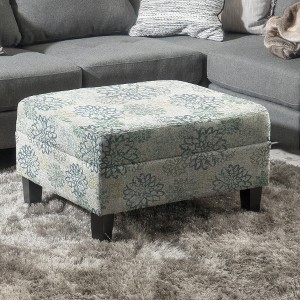 Lyngins Tufted Storage Ottoman, Waffle Stitch Upholstered Ottoman with Storage, 28.75"W Foot Stool with Birch Wood Legs, Storage Bench for Living Room - 1 of 4