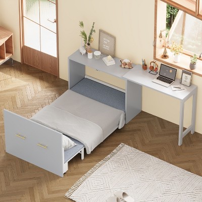 NicBex Modern Adjustable Computer Desk with Murphy Cabinet Bed,Teens Student Dresser Bed,Home Office Desk for Guest Room,Studio
