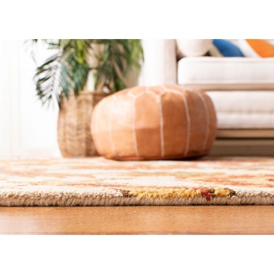 Ivory Multi Floral Hand-Knotted Wool Area Rug, 3' x 5'