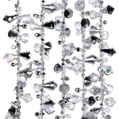 Kurt Adler Plastic Twinkle Faceted Beaded Garland, Iridescent and Silver, 9ft