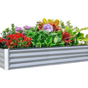 NAYSAYE Outdoor Planter Galvanized Raised Garden Bed for Vegetables Fruits and Flowers, Silver, 94.49"*47.25"*11.81" - 1 of 4