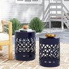 XIYUYEU Modern Cylindrical Patio End Table, Iron Cut Design Outdoor End Tables, Outdoor Side Table with Overlapping Circle Pattern, Set of 2 - 3 of 4