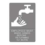 Headline Sign ADA Sign EMPLOYEES MUST WASH HANDS... Tactile Symbol/Braille 6 x 9 Gray 4726