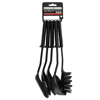 CHEF CRAFT 5pc Nylon Kitchen Cooking Tool Set - Slotted Turner, Slotted Spoon, Mixing Spoon, Ladle & Spaghetti Fork — фото 3
