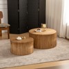 NicBex Retro Style Cylindrical Coffee Table with Vertical Texture Relief Design,Wooden Side Tables,Center Table for Living Room - 2 of 4