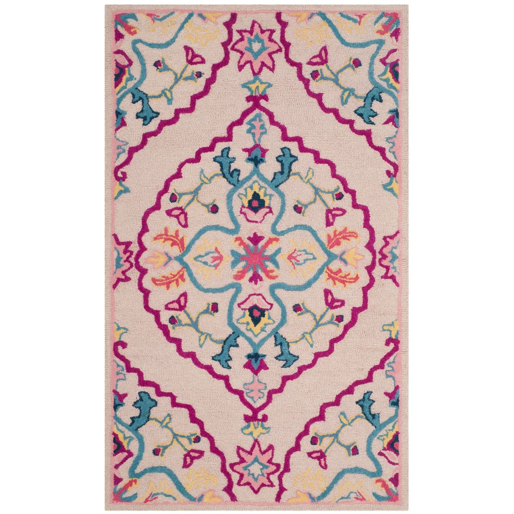  Tufted Medallion Runner Rug Light Pink