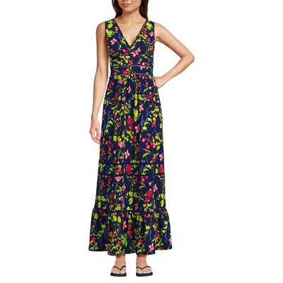 Lands' End Women's Cotton Modal Embellished Trim Maxi Dress