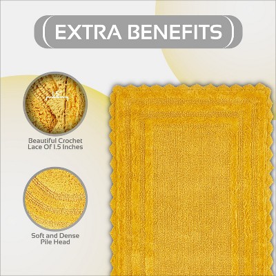 Yellow Cotton Tufted Reversible Bath Rug Set, 24" x 40"