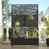 Wooakway 72"H Two-tone Patio Planter Box with Trellis Metal Raised Garden Bed Black Decorative Privacy Screen with Wheels - 2 of 4