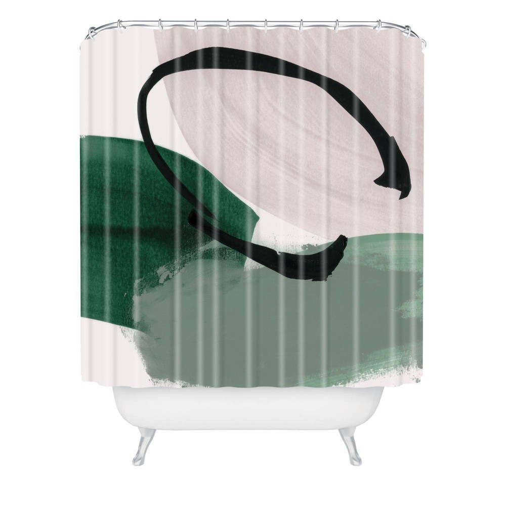 Photos - Shower Curtain Iris Lehnhardt Minimalist Painting  Green - Deny Designs