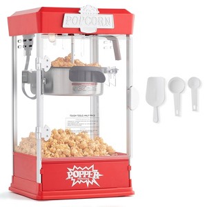 VEVOR Popcorn Maker, 480W Popcorn Popper Machine, 4 Oz Kettle Makes 1.5 Gallon per Batch, Tabletop Popcorn Maker, Includes 3 Scoops, Red - 1 of 4