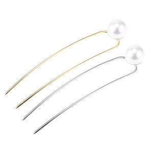 Unique Bargains Women's Grace Hair Pins Gold Tone Silver Tone 2 Pcs - 1 of 4