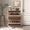 TIRAMISUBEST Natural Wood Shoe Cabinet - 2 Flip-Door Storage for Entryway, Farmhouse Style (20.9"x9.4"x43.1") - 4 of 4