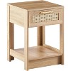 Acekool Rattan Nightstand with Drawer, Bedside End Table for Small Spaces, 15.75"L x 15.75"W x 21.65"H, Natural Finish - 2 of 4