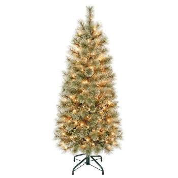 National Tree Company First Traditions Pre-Lit Slim Arcadia Cashmere Pine Hinged Artificial Christmas Tree Clear Lights