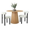 Dwen+Shaun 3-Piece Dining Table Set for 2, 35" Manufactured Black Grain Table and 18.5" Wide 2 Round Seat Boucle Chairs for Apartmrnt-Maison Boucle - 2 of 4