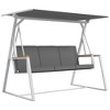 Resenkos 3-Person Swing Set, Outdoor Porch Swing With Adjustable Canopy, Removable Cushions, Dark Gray - 2 of 4