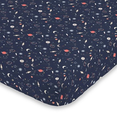 NoJo Super Soft Navy Cosmic Solar System Nursery Crib Fitted Sheet