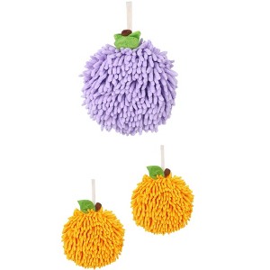 REGALWOVEN 3 Pack Soft Absorbent Fuzzy Chenille Decorative Hand Towels 6" x 6" - 1 of 4