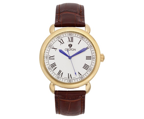 Men's Croton Analog Watch - Brown with White Dial