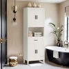 70.9" High Freestanding Tall Bathroom Cabinet with a Drawer, 2 Cabinets, 4 Soft-Close Doors, 2 Adjustable Shelves, Open Storage - Leovsnove - 2 of 4