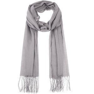 INSPIRE CHIC Gender Neutral Plain Cashmere Imitation Winter Warm Solid Color Fringe Long Scarves 1Pc - 1 of 4