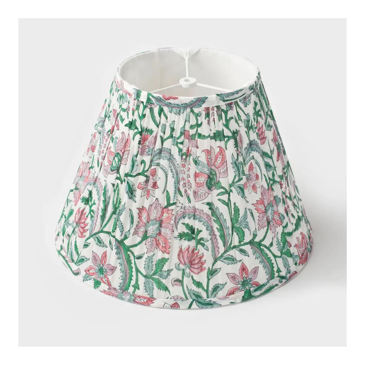 Mela Artisans Mage Hand Block Printed Pleated Cotton Lampshade - thumbnail 2