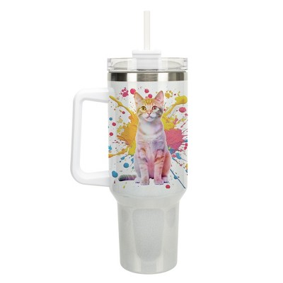100 North Aries Zodiac Astrology Star Sign Wrap-Around 40 Oz. Stainless Steel Water Bottle Coffee Mug, Spill & Leak Resistant, Travel Tumbler with