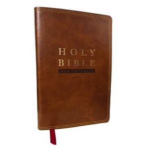 NKJV Super Giant Print New Testament, Brown Leathersoft, Red Letter, Comfort Print - by  Thomas Nelson (Leather Bound) - 1 of 1