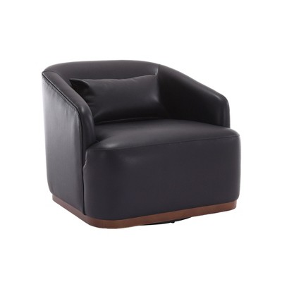 NicBex PU Leather Swivel Barrel Accent Chair,Upholstered Swivel Living Room Chair with Mid-Height Backrest,Accent Chairs for Living Room