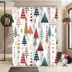 Christmas Tree Shower Curtains for Bathroom, Red Green Winter Holiday New Year Xmas Pine Fabric Cloth Bath Decor 70.8x70.8 Inch - 1 of 1