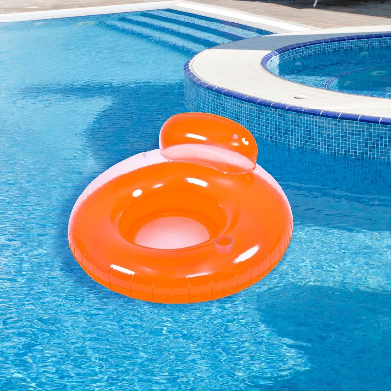 Pool Central 46.5" Orange Inflatable Inner Tube Pool Float with Backrest, 2 of 6